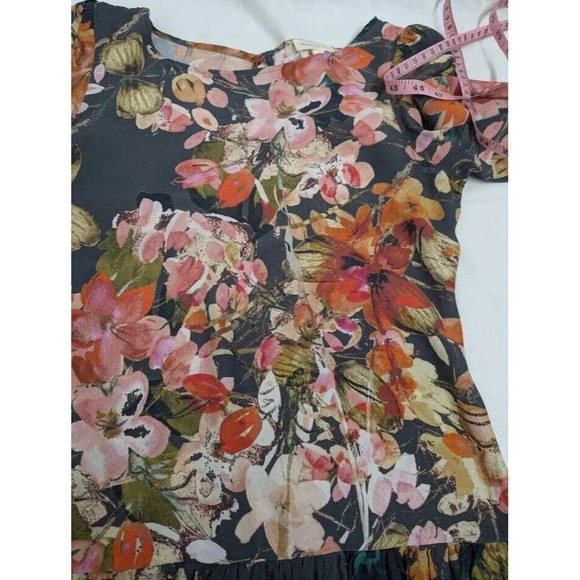 Meadow Rue floral print long mini rayon dress w/ pockets, women's size 2 A10 - Picture 10 of 10